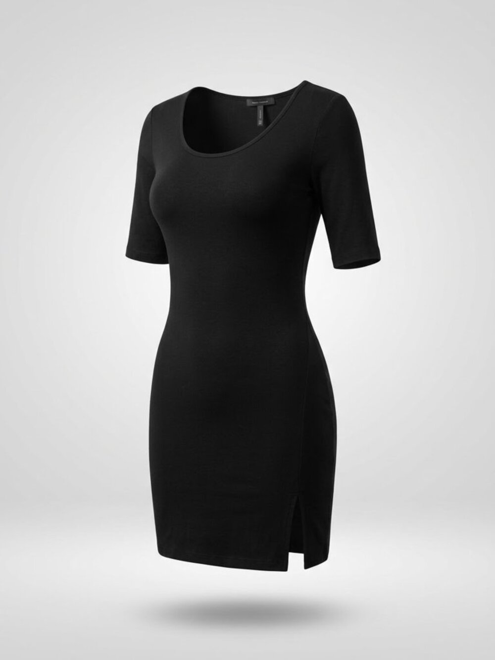 Black T-Shirt Bodycon Slit Dress, Mezzanine Size S